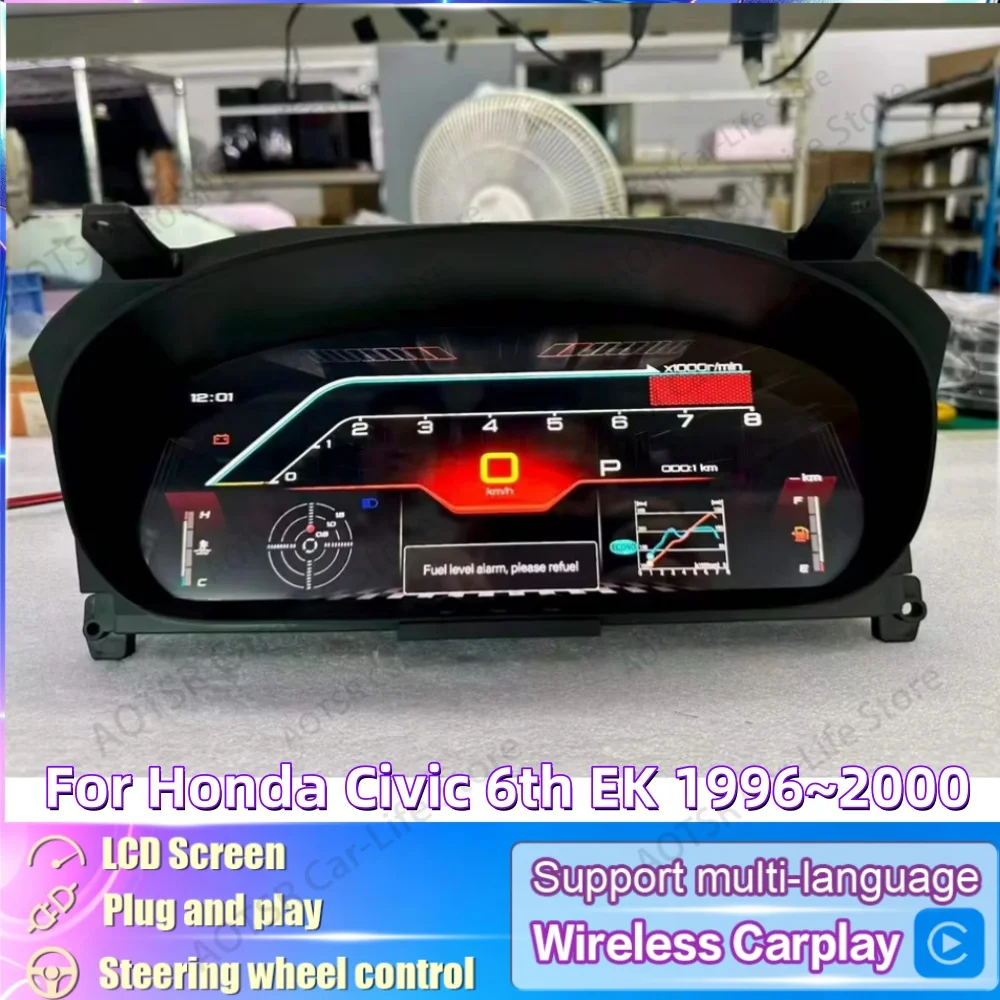 Aftermarket Digital Dashboard Plug&Play For Honda Civic 6th EK 1996~2000 Linux system LCD Dashboard Speedometer Virtual Cockpit