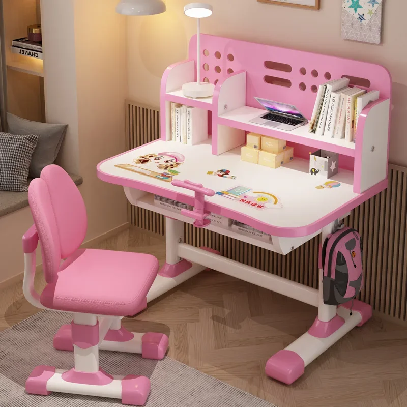 2026 Comfortable Height Adjustable Kids Table and Chair Set Elastic Sponge Child Seat Study Desk for Students
