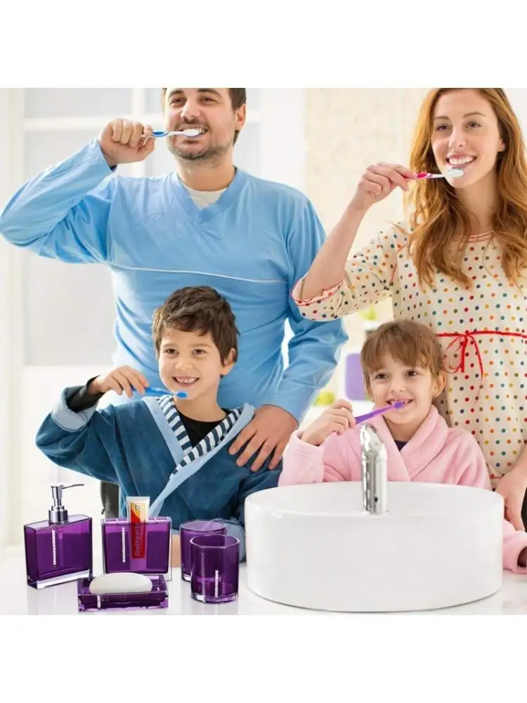 

Y1UD Modern 5Piece Acrylic Bathroom Essentials Set With Crystal Toothbrush Cup Soap Dispenser Bath Accessories Vanitys