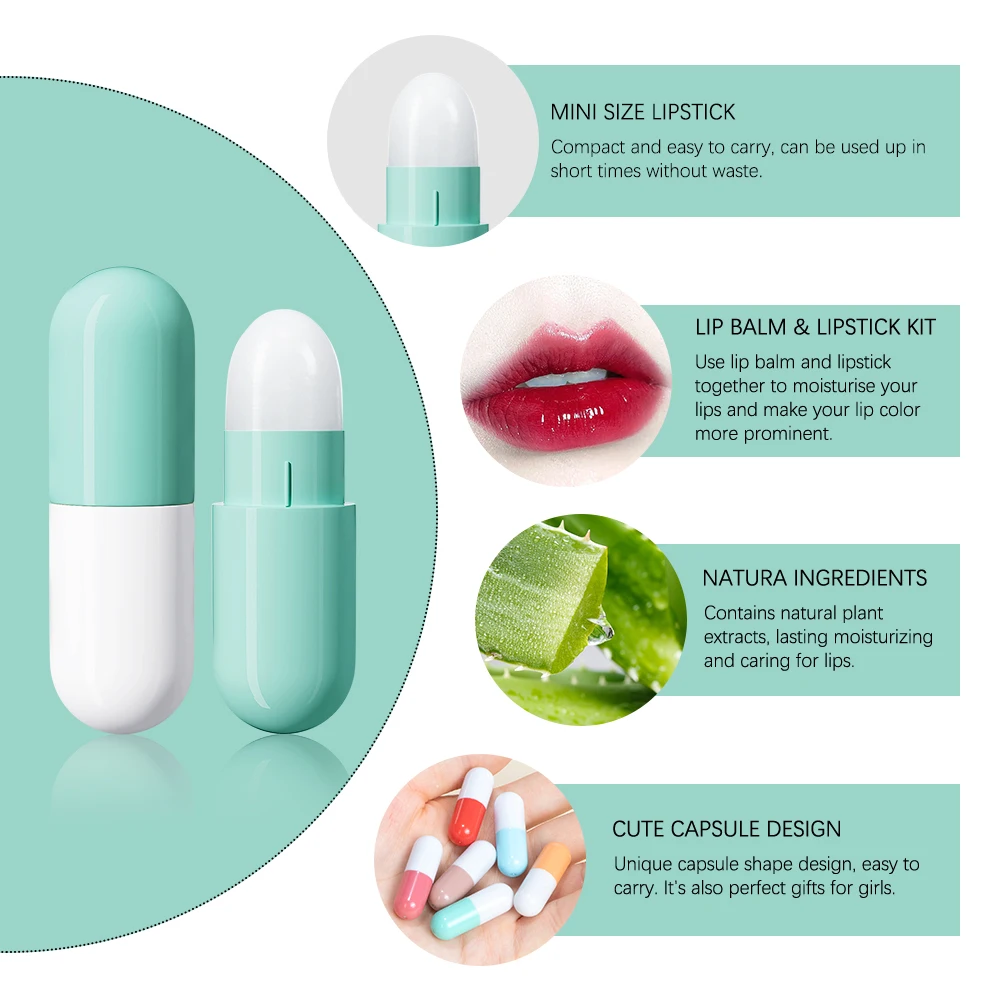 6 قطعة/المجموعة البسيطة لطيف كبسولة أحمر الشفاه مجموعة مع بلسم الشفاه ترطيب للماء غير عصا كوب حمل حبة أحمر الشفاه الشفاه هدية مثالية #4