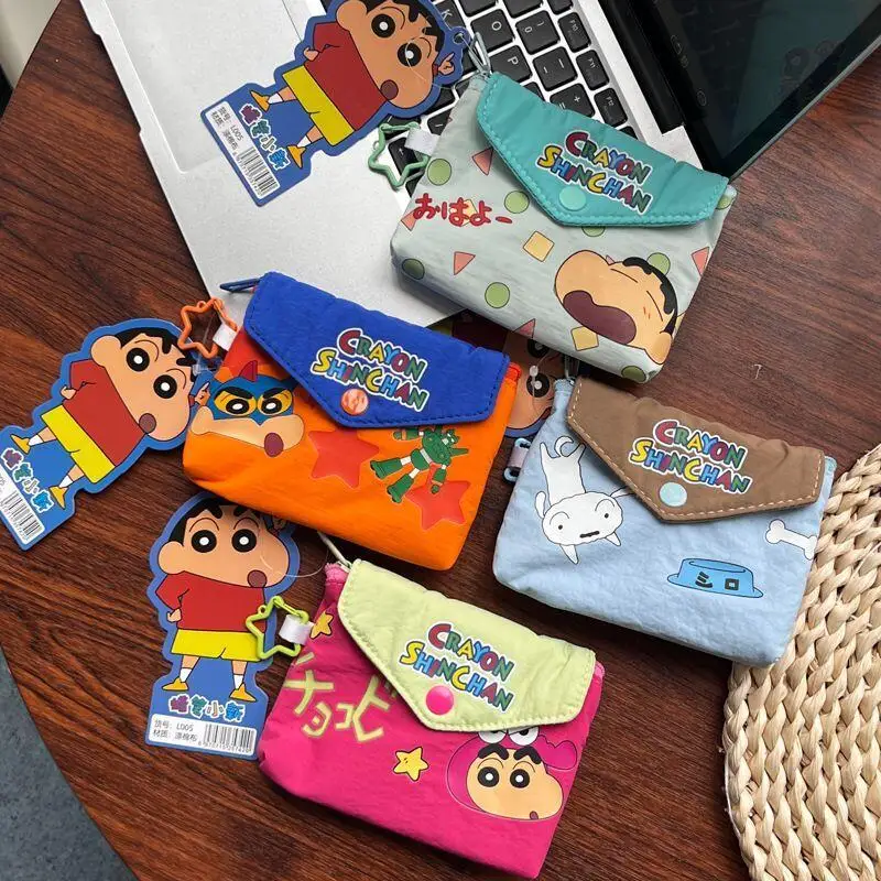 New Kawaii Crayon Shin Chan Coin Purse Cute Star Keychain Portable Large Capacity Earphone Card Storage Bag Friend Birthday Gift