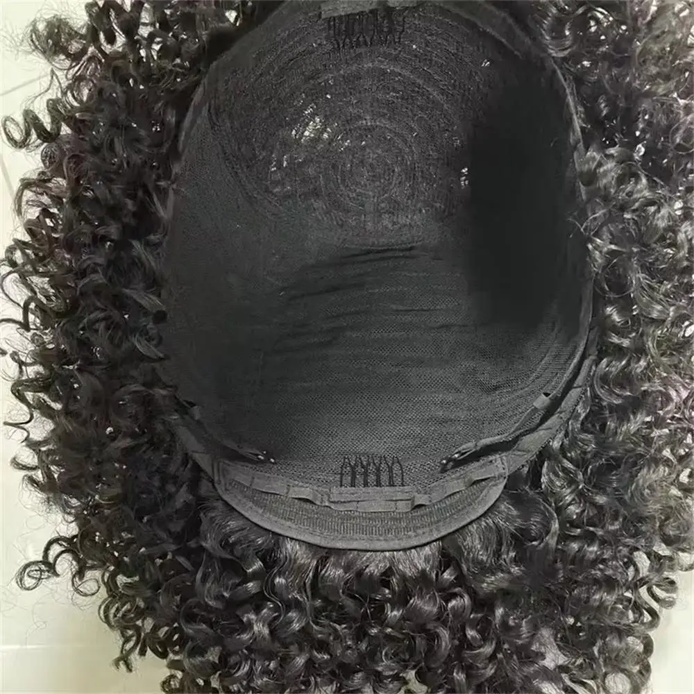 100% Echthaar, krauses, lockiges, maschinell gefertigtes, voluminöses Haarteil, brasilianisches, unbehandeltes Jungfrauenhaar für schwarze Frauen, weich und seidig. – Detail 6