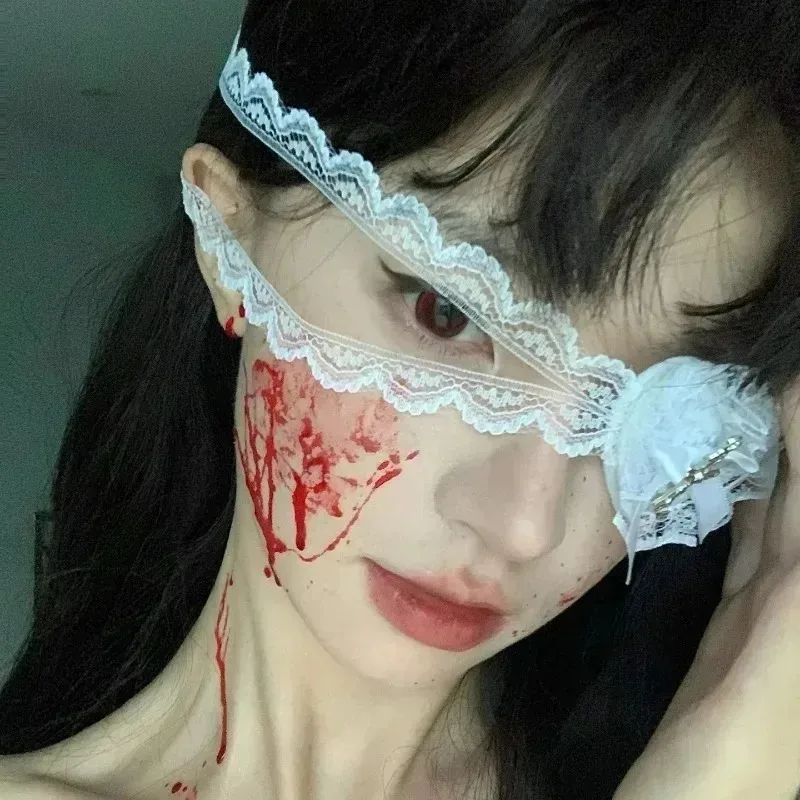 2026 جديد القوطية الصليب الدانتيل قناع عين Y2K نمط القوس الداكن تصميم هالوين ملابس الحفلات لوليتا تأثيري حفلة تنكرية الإكسسوار #3