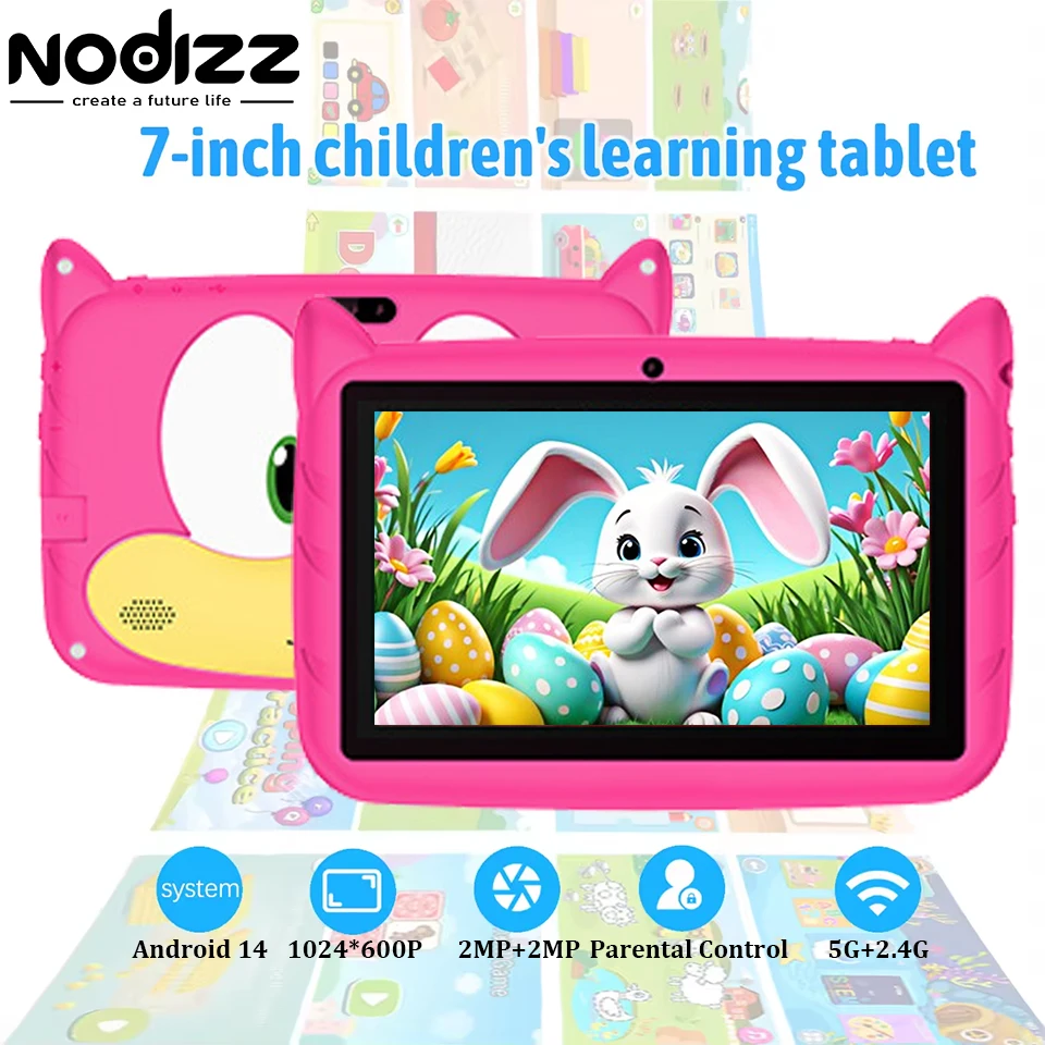 

New 5G WIFI 7-inch Children's Tablet 8GB+512GB ROM Mini Pad Quad Core Dual Cameras Kids-Proof protective Case Tablets Android 14