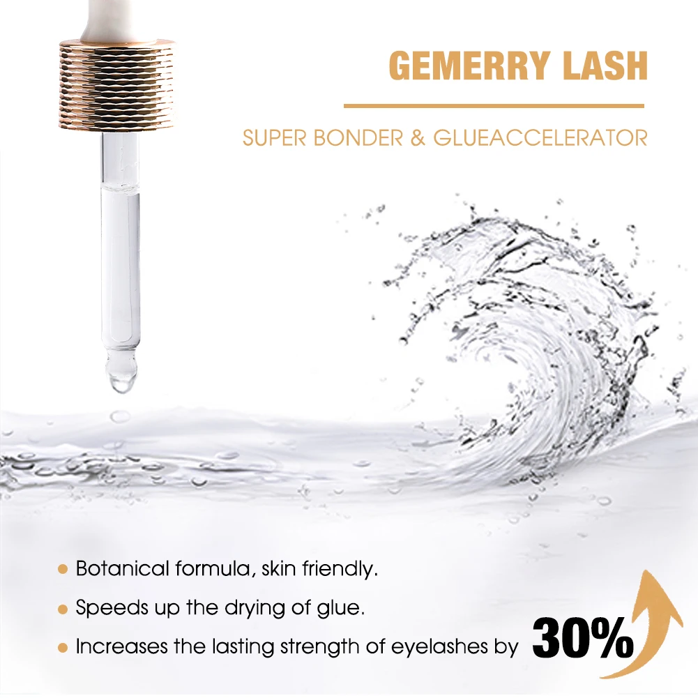 Gemerry 15ml Glue Super Bonder for Eyelashes Extension Quick Drying Long Last Grafting Eyelash Glue Eyelashes Adhesive Hardener