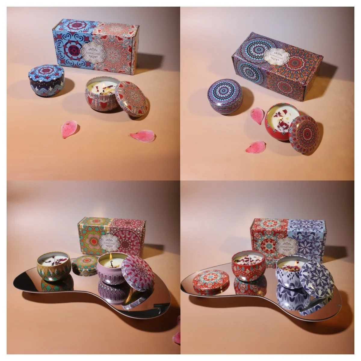 2-Pack Floral Scented Candle Gift Box Soy Wax Candles Dried Flowers Aromatherapy Home Fragrance Wholesale Bulk Wedding Souvenirs