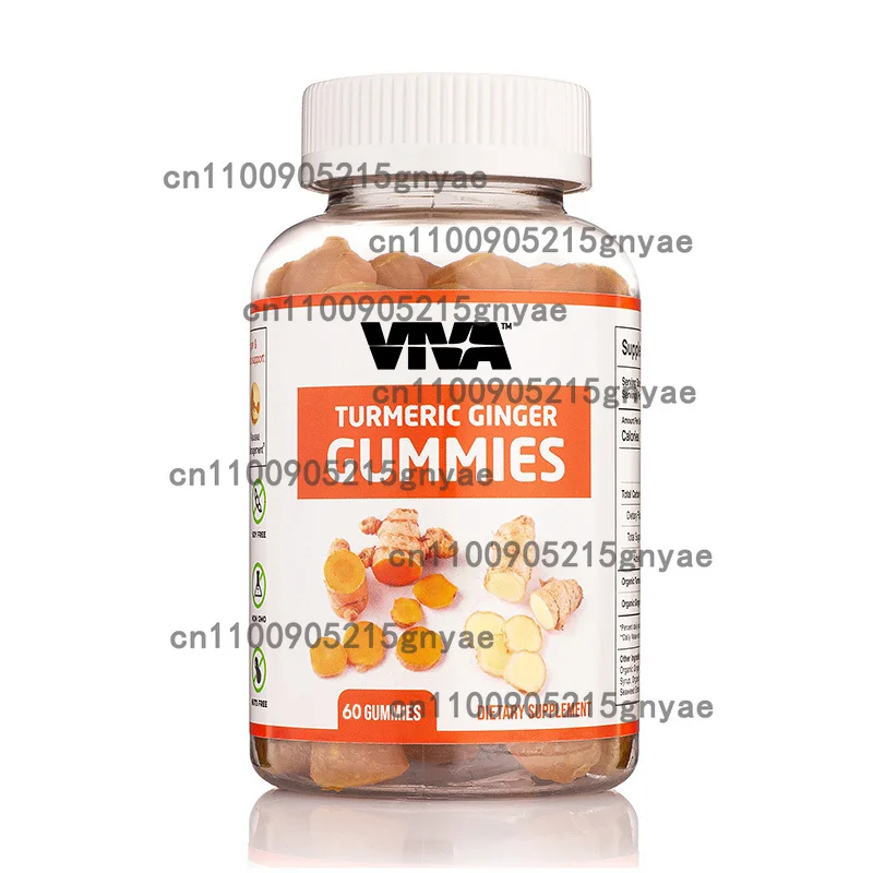 

Turmeric and Ginger Flavored Gummies Supplement, Organic Curcumin, 95% Curcumin Compounds, 5% Gingerol Root, 60 Gummies