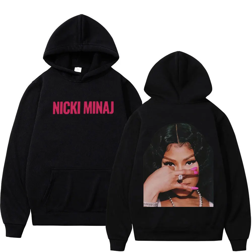 Singer Nicki Minaj Print Hoodie Men Women Street Fashion Hip Hop Hooded Sweatshirts Autumn Winter Trend Vintage Loose Pullovers