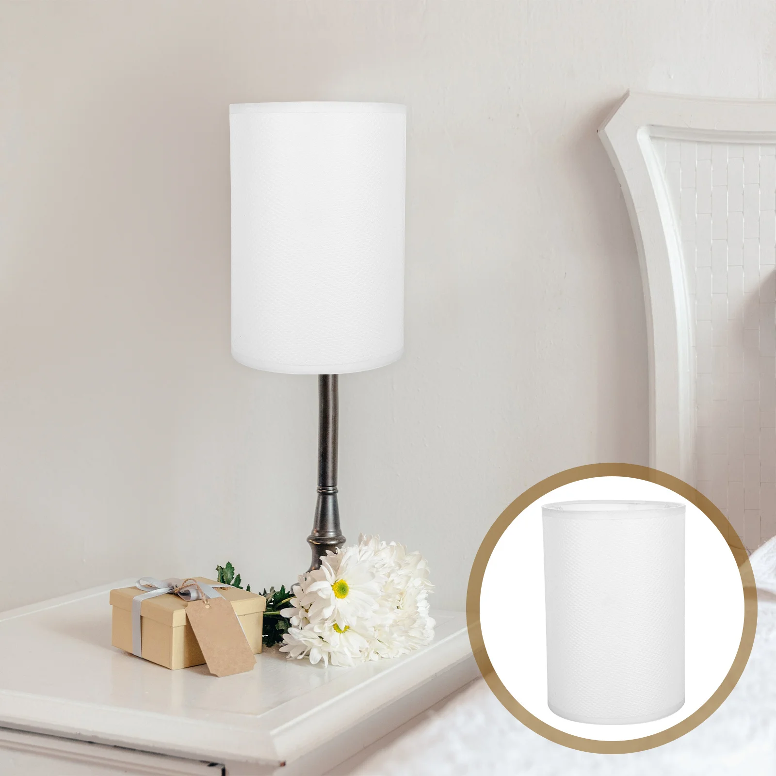 Einfacher Lampenschirm aus Stoff, rundes Trommel-Design für Tischlampe, E27, Ersatz-Lichtabdeckung, Schlafzimmer, Wohnzimmer, Ersatz-Lampenschirm