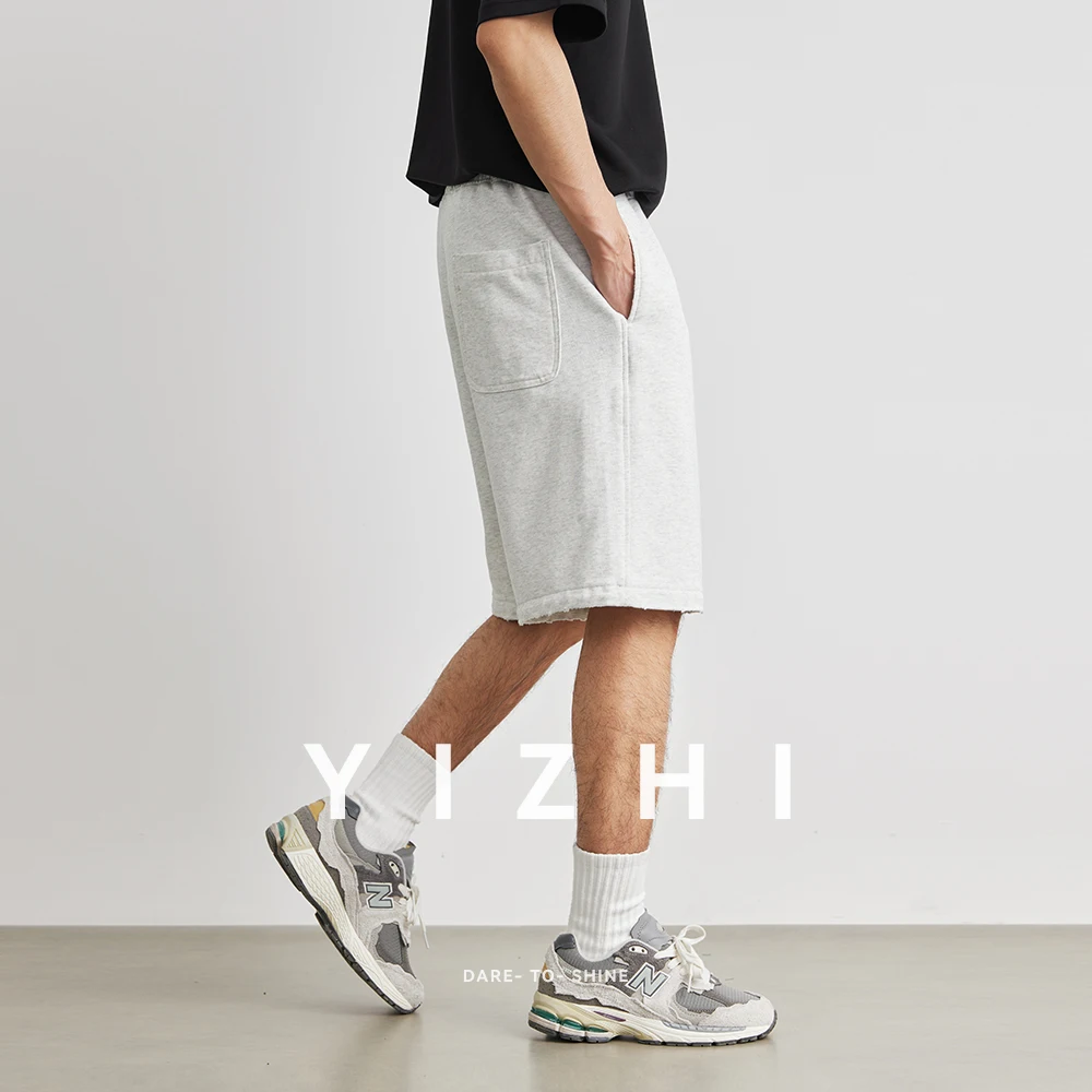 2025 Summer New Men's Knitted Shorts Solid Color Loose Sweatpants Cotton Five-point Outdoor Sports Fitness Casual Shorts