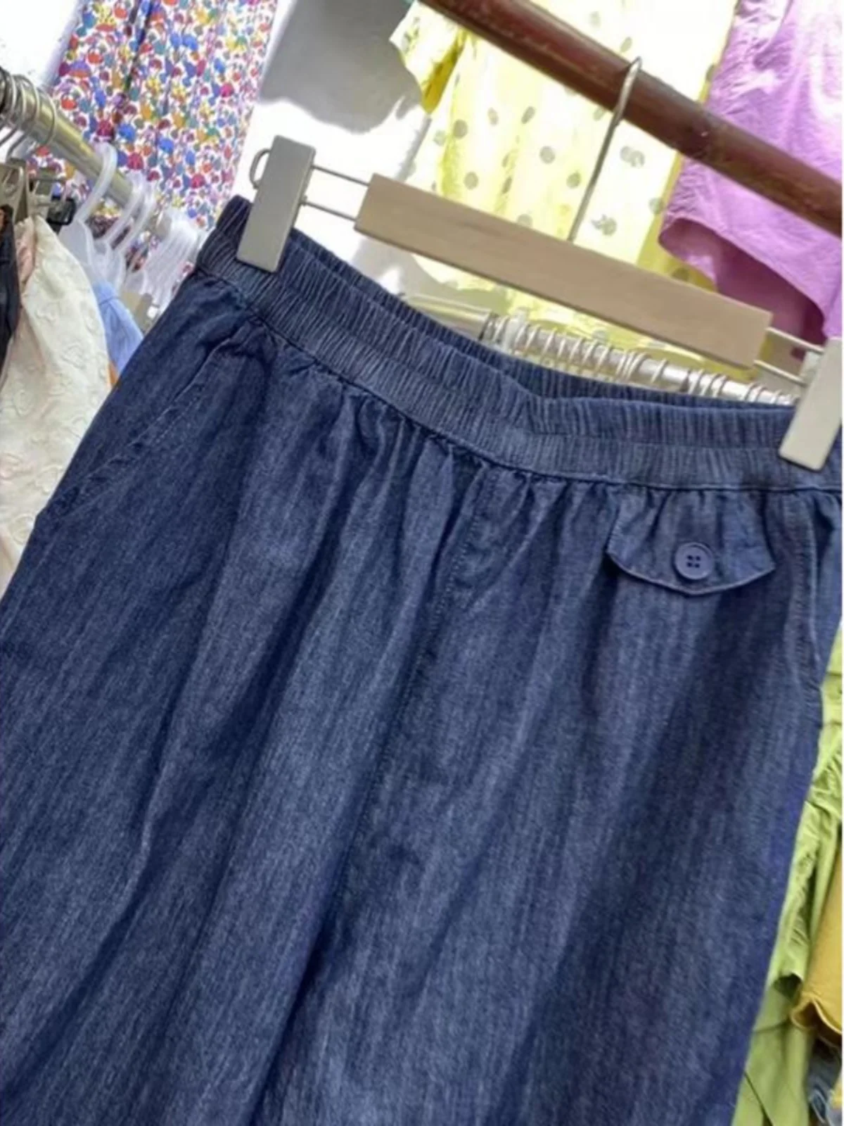 

plus Size Casual Thin Denim Jeans Women's Summer Loose Wide Leg Harem Pants Slimming Effect Nine Points Harlan Trousers