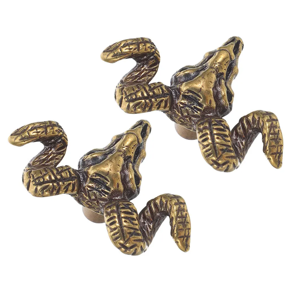 

2pcs Brass Door Handles Goat Shaped Cabinet Pulls For Kitchen Drawer Knobs Vintage Animal Head Hardware Wardrobe Dresser Pulls