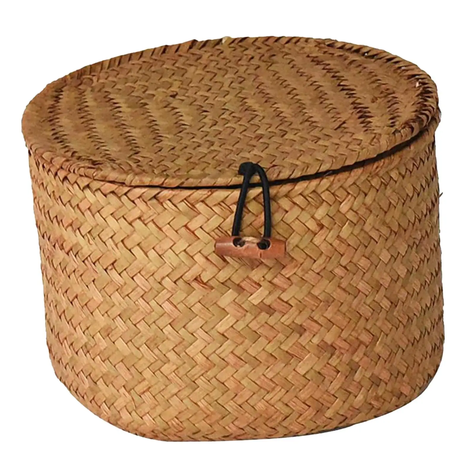 Seagrass Laundry Basket with Lid Wicker Storage Basket for Kitchen Bedroom Cosmetic Bread Snacks Organizing Shelves Living Room