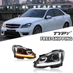 Car Head Lamps For Benz C-Class W204 C200 C260 2011-2013 Upgrade Modified LED Headlight Dynamic Turn Signal Lamp Car Accessories