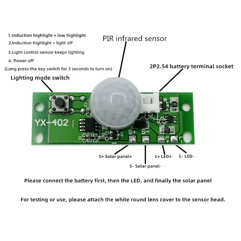 DIY 3.7V Solar Lamp Board Control Sensor Night Light Module Controller Module Infrared Human Body Induction Solar For arduino