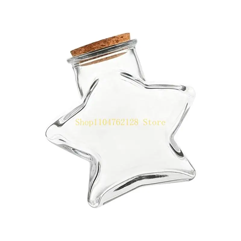 Small Five-Point Glass Bottle with Cap, Clear Jar for Sand Paper Bits and Tiny Items in Shelf Sections or Display Trays for