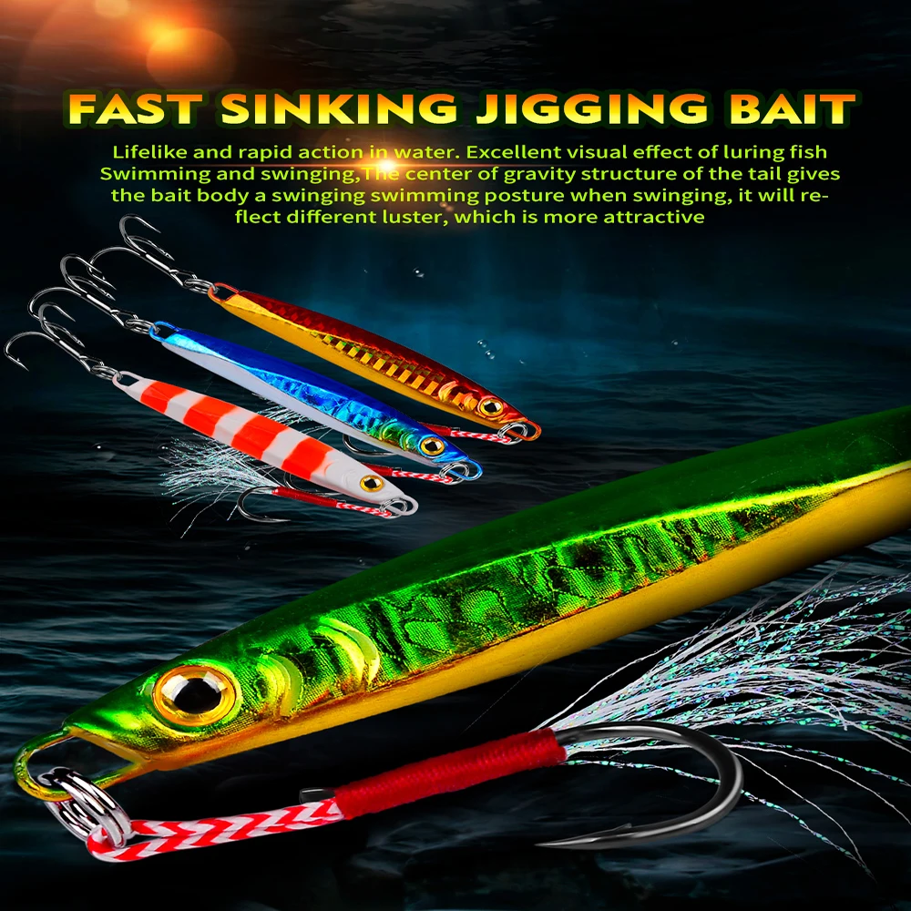 Proberos 1 Stück Laser-Metall-Jigs - 7g/10g/15g/20g/30g Hochleistungs-Salzwasserköder für Thunfisch, Barsch, Lachs & Königsfisch – Detail 1