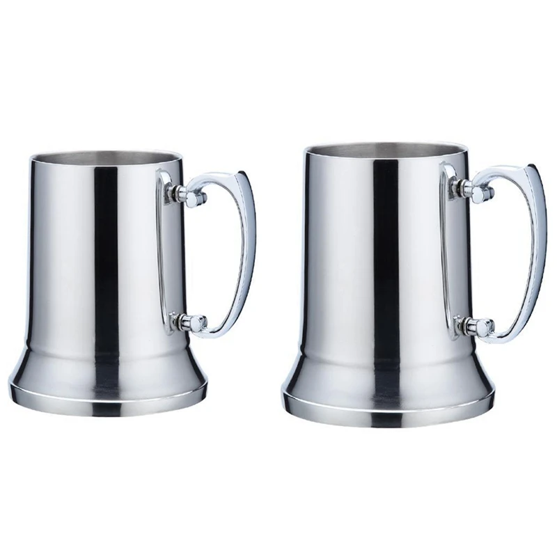 Tankard Stein Double Wall Beer Milk Mugs With Handgrip Coffee Cup