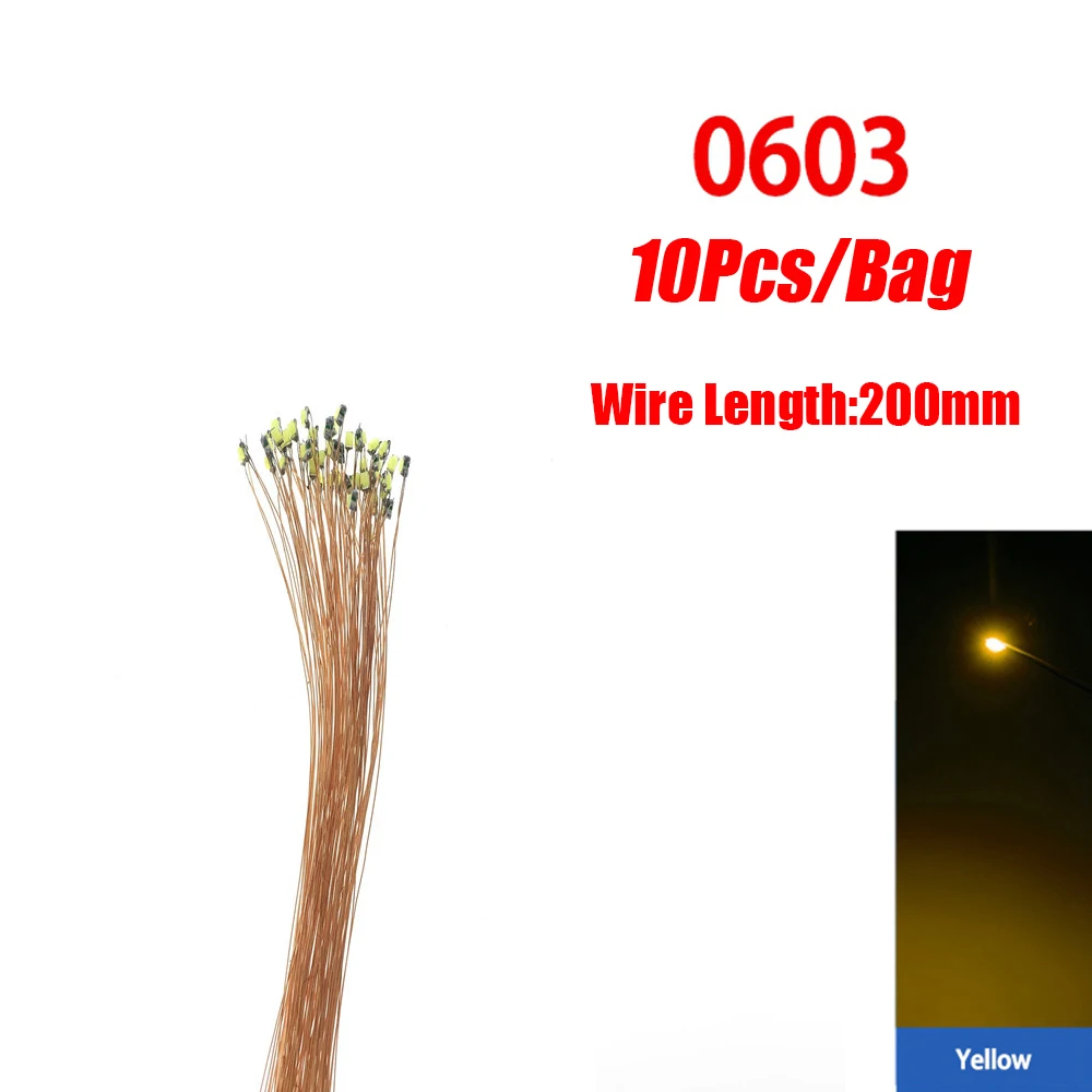 10 teile/los 0402 0603 SMD Lampe Wired Micro Led Vorgelötet Micro Litz Wired Chip 20 cm 3 V Eisenbahn modell Szenen