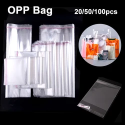 20/50/100pcs Transparent Opp Bags Self Sealing Poly Plastic Bags For Candy Lollipop Cookie Packaging Wedding Party Gift Supplies