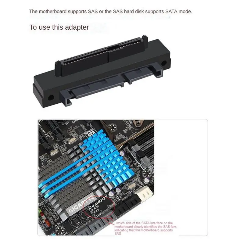 AS95 SFF-8482 SAS Female to for SATA Male 15Pin 90 Degree Adapter Converter for Motherboard Cable, 8PCS