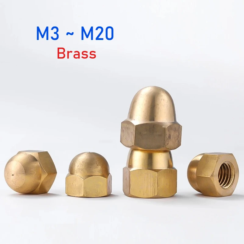 

Guangluo 1Piece-10pcs M3 M4 M5 M6 M8 M10 M12 M14 M16 M18 M20 Brass Cap Hex Nuts Decorative Dome Head Cover Round Acorn Nuts