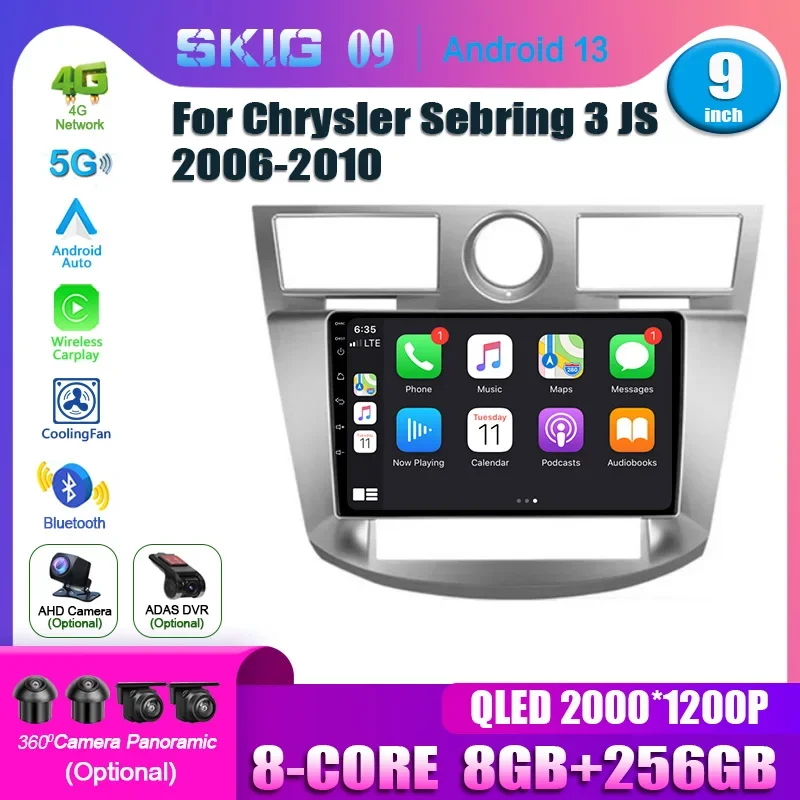 

Android 13 Car Radio Multimedia Video GPS Player Navigation stereo For Chrysler Sebring 3 JS 2006-2010 GPS Carplay 5G WiFi