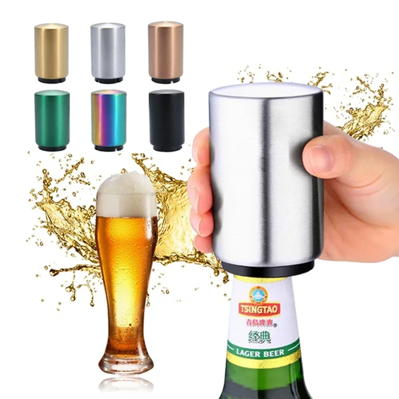 

Magnet Automatic Beer Bottle Opener Push Down Bottle Cap Opener Wine Beer Beverage Soda Opener Kitchen Accessories Bar Tools