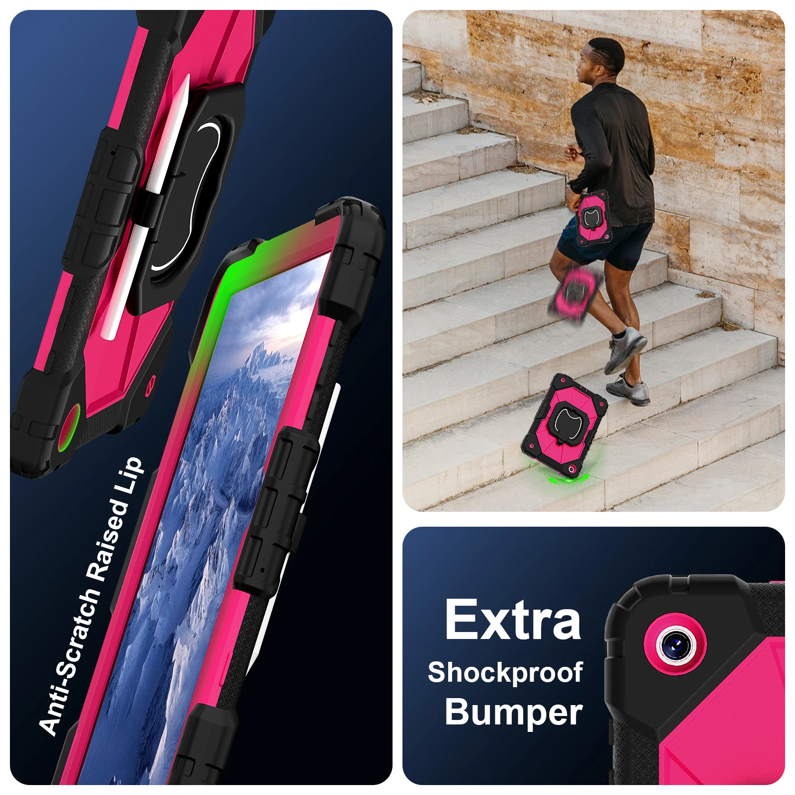 حافظة لهاتف سامسونج جالاكسي تاب A11 بلس 11 بوصة SM-X230 SM-X236 2025 A11+ 11 بوصة غطاء لوحي عالي التحمل بمسند وأشرطة مدمج