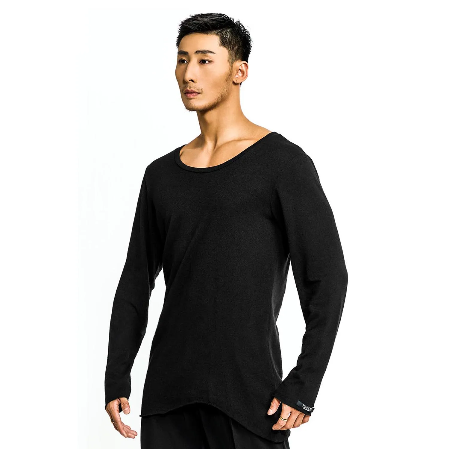 Professional Cotton And Linen Long Sleeved Latin Dance Training Suit Chacha Rumba Tango Adult Latin Dance Tops For Men DN18228