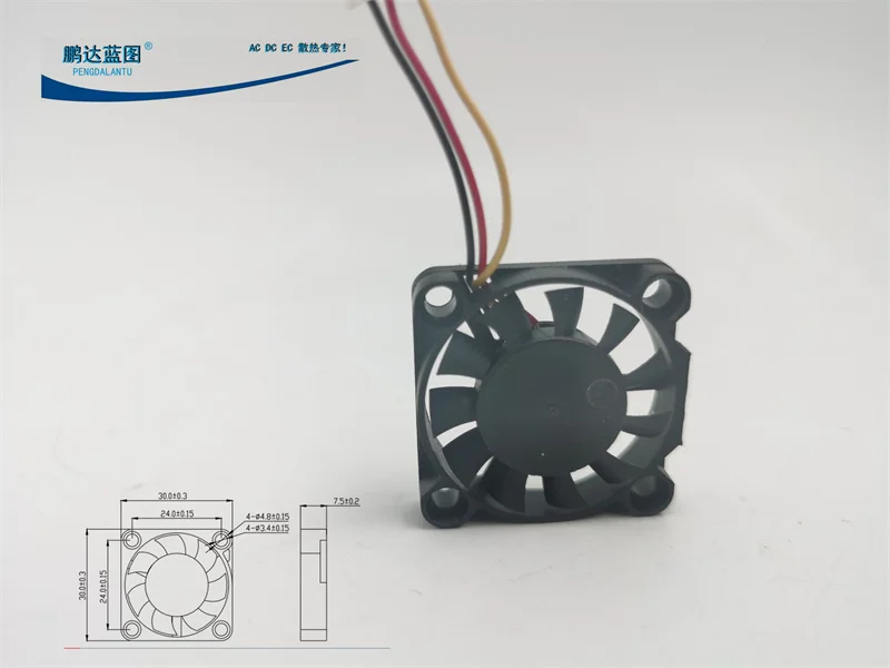 Dfb300605h 3006 3007 3cm Double Ball 5V Three-Wire Belt Speed Measuring High Turn Miniature Cooling Fan30*30*7MM