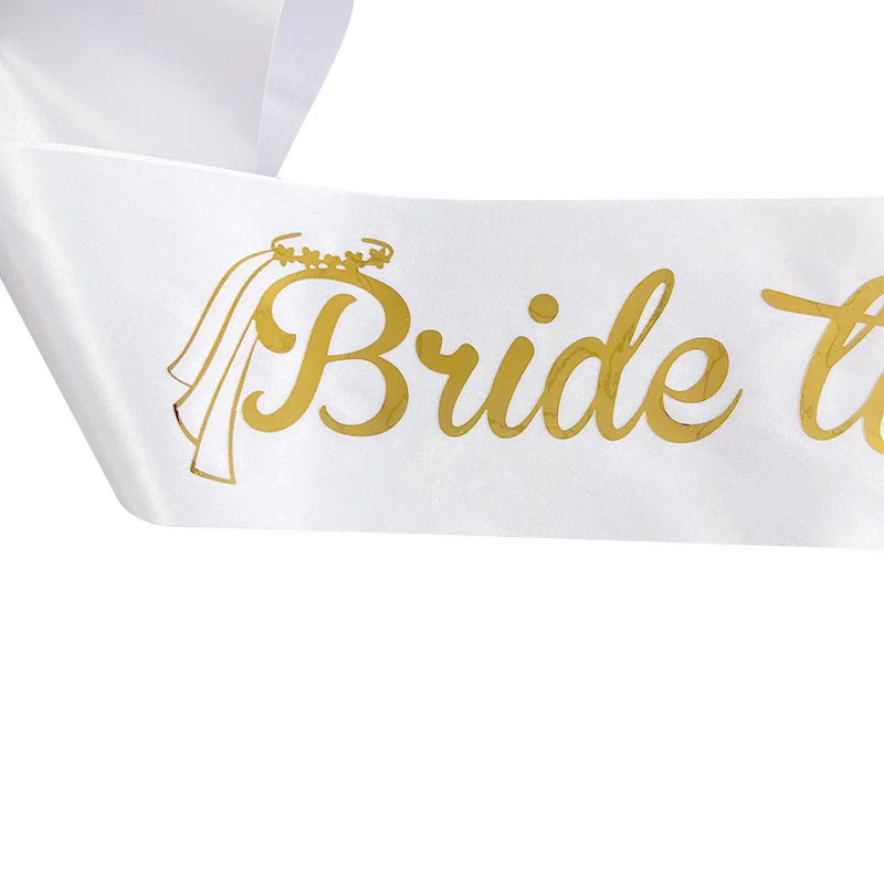 White Wedding Ball Bride&Bridesmaid Shoulder Etiquette Band Fashion Colored Dingbu Gold Letter BRIDE TO BE Birthday Party Ribbon