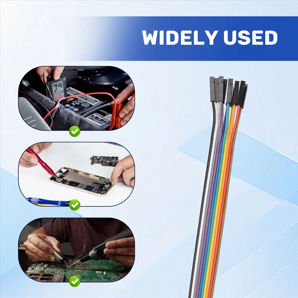 & AT27  10PCS 20CM Female to Female 1 Pin Plug Jumper Cable Wires Multicolor