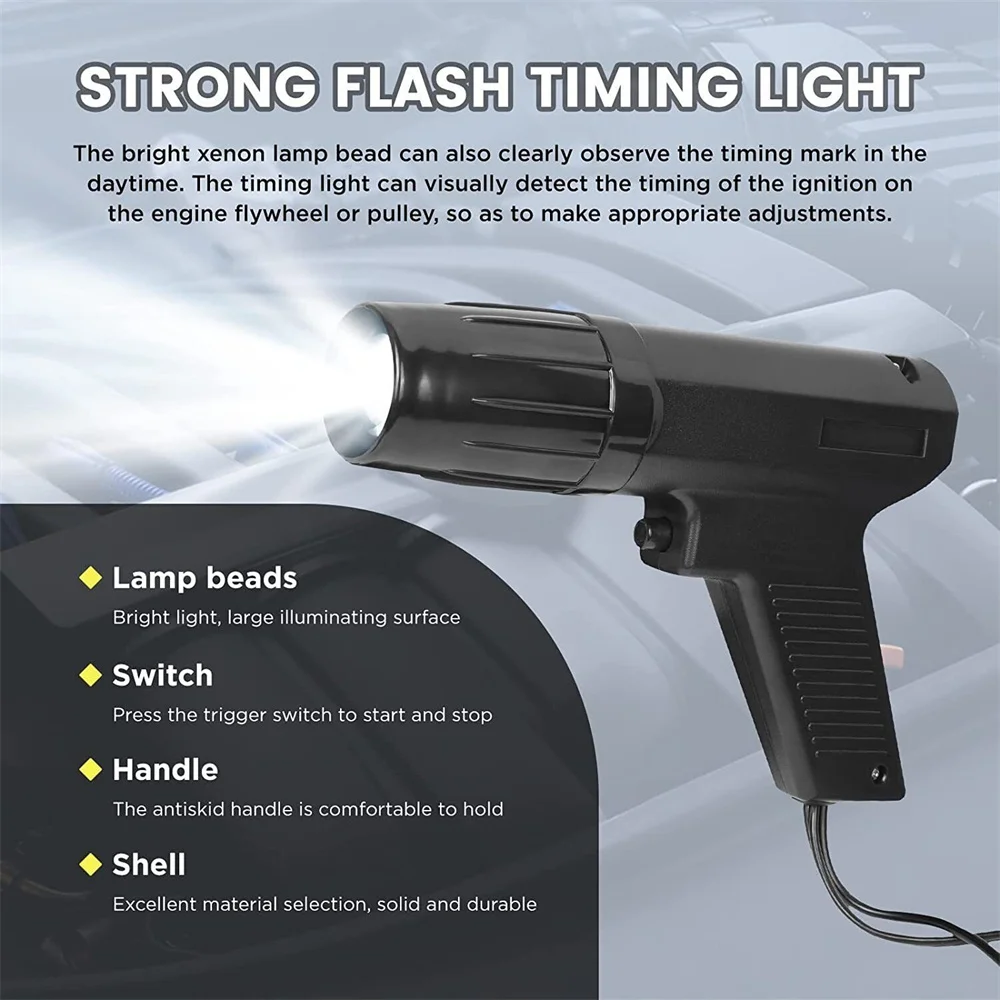 

12V Ignition Timing Light Inductive Petrol Engine Diagnostic Tool Professional Timing Gun Strobe Lamp For Car Motorcycle