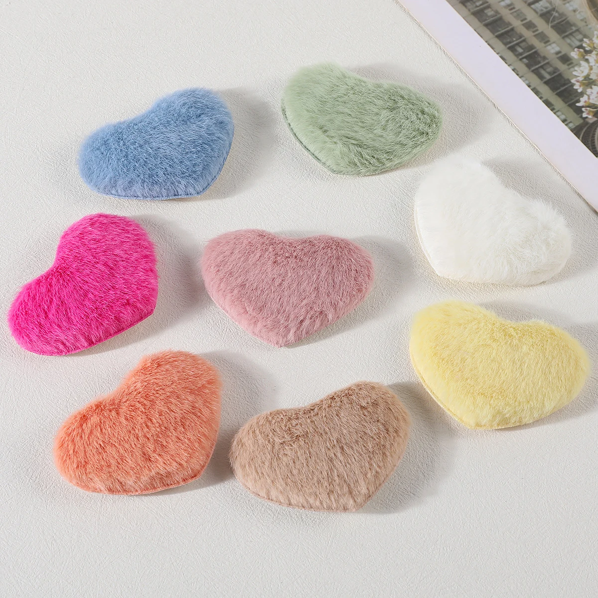 8Pcs Plush Side Bangs Clip for Women Colorful Love Heart Plush Fluffy Hair Clips Barrettes Hairpins Girls Hair Accessories