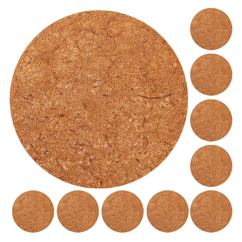 

10 Pcs Coconut Fiber Birdcage Mat Thicken Natural Nesting Pad Pigeon Breeding Eggs Cushion Round Brown Reusable Lightweight
