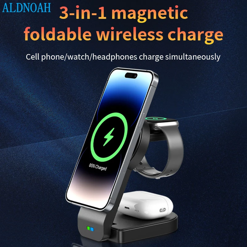 3 in 1 Wireless Charging Station 15W Fast Charger Stand for iPhone 14 13 12 Pro Max Apple iWatch 8 7 6 SE Airpods Pro Dock