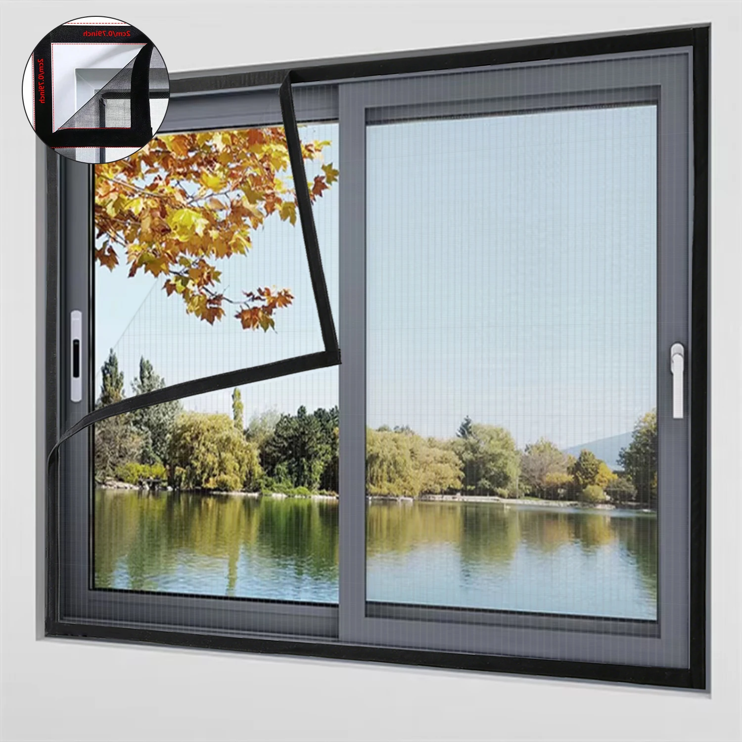 Black multi size mosquito net, summer mosquiteras para ventana，curtains and window treatments，self-adhesive No-drill