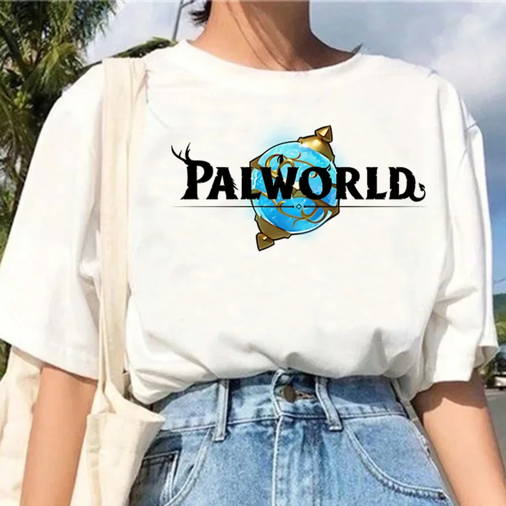 Maglietta Palworld Cartoon Animal Harajuku Print Shirt Kawaii Cartoon Graphic Tees estetica top Monster Survival Game Tee