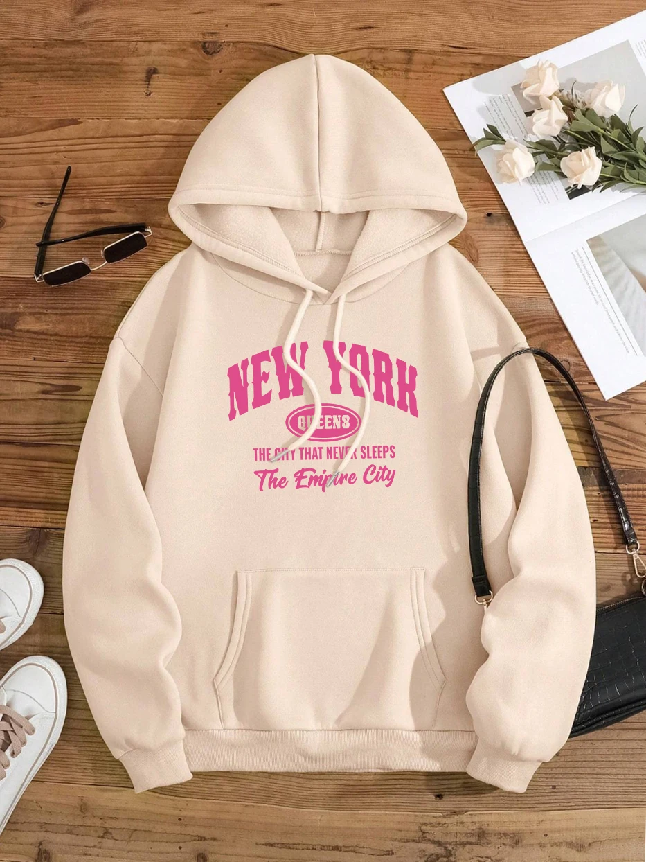 New York Queens The City That Never Sleeps Hoody Men Women Fashion Hip Hop Clothing Cute O-Neck Hoodies Street Loose Sweatshirt