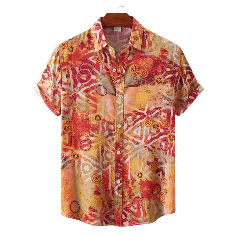 

Luxury Brand Men's T-shirts Man Short Sleeve Men's Clothing Beach Fashion Tiki Shirt Blouses Social Hawaiian Cotton Oversize