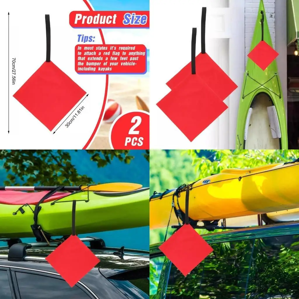 

R6FE 2Pcs Safety Travel Flags Kayak Warning Flags Travel Trailer Towing Accessories