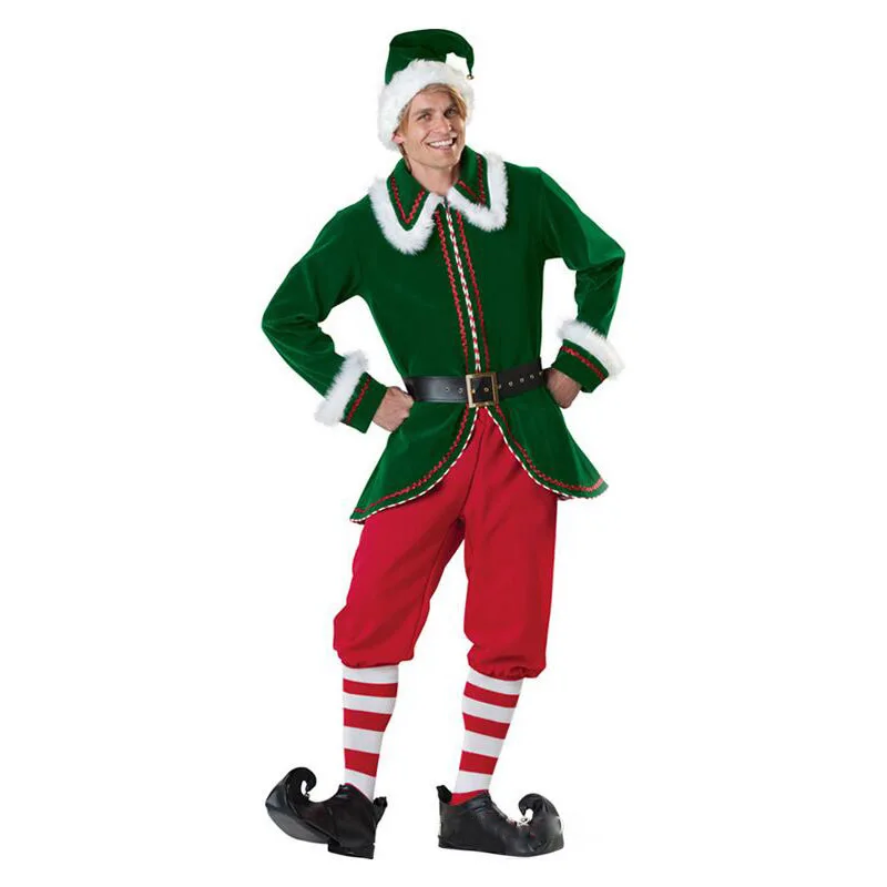 Couple's Christmas party Green elf suit men's and women's Christmas suit