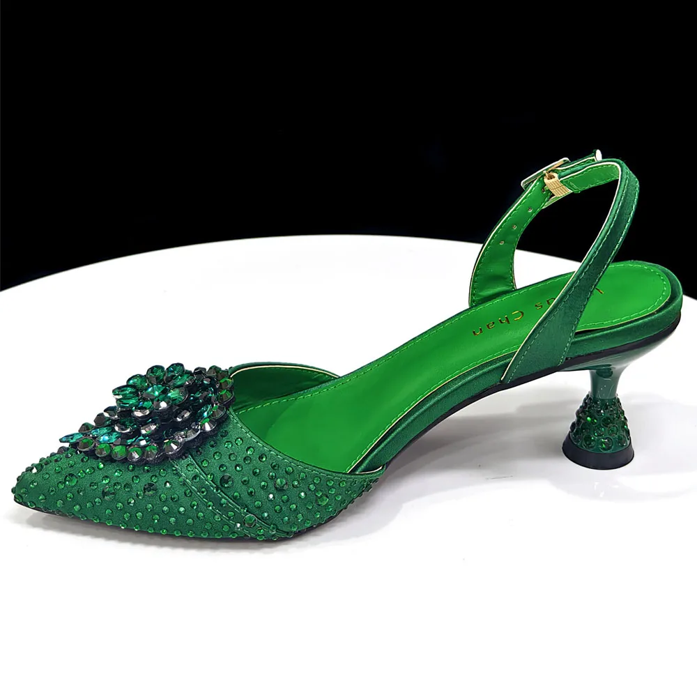 Venus Chan Blaue Strassbesetzte Bequeme High-Heel-Schuhe und Tasche im Modestil mit spitzer Zehenpartie für Damen oder als Pendler-Schuhe – Detail 23
