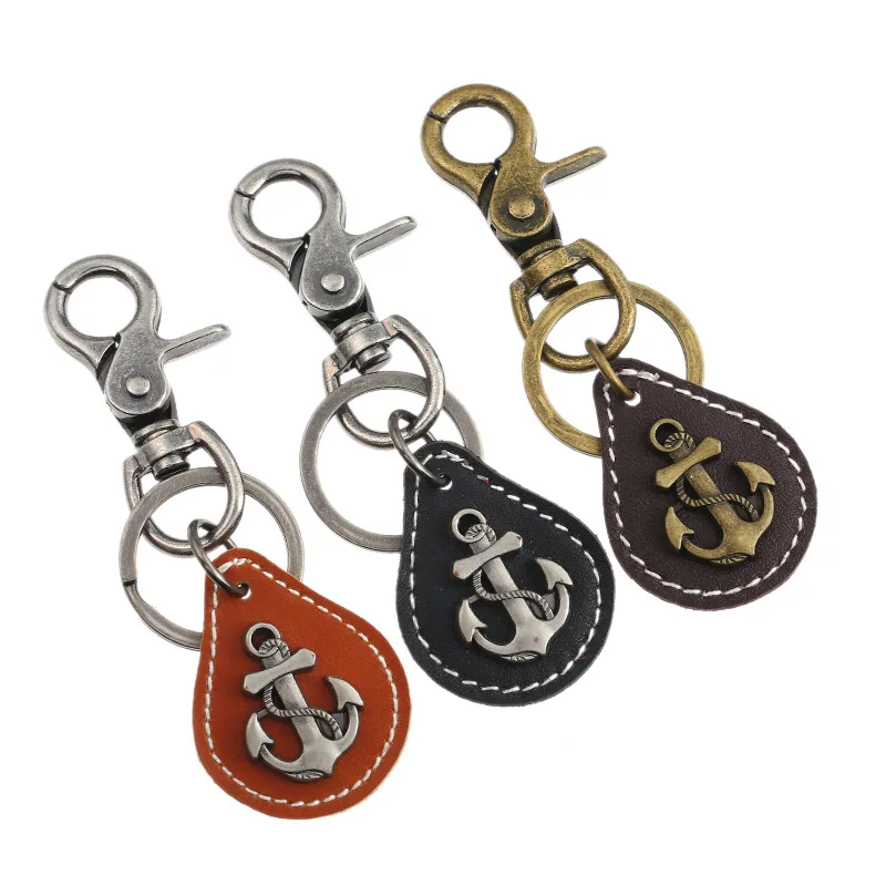 Punk Style Vintage Bronze Alloy Leather Keychain for Men Retro Fashion Accessory for Gifts for iPhone Car Keys for Unisex
