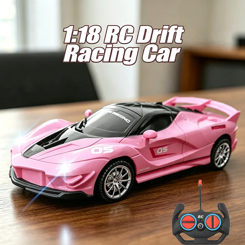 1/18 4 Channel Rc Racing Car with Led Lights Remote Control Drift Sports Car Toy for Boys Indoor Outdoor Play