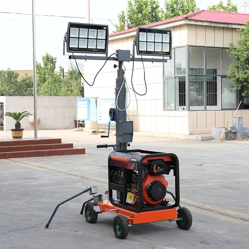 Mobile Light Tower Lithium Battery Rechargeable Wireless Portable Light Tower No Fuel Needed Indoor Outdoor Temporary Lighting