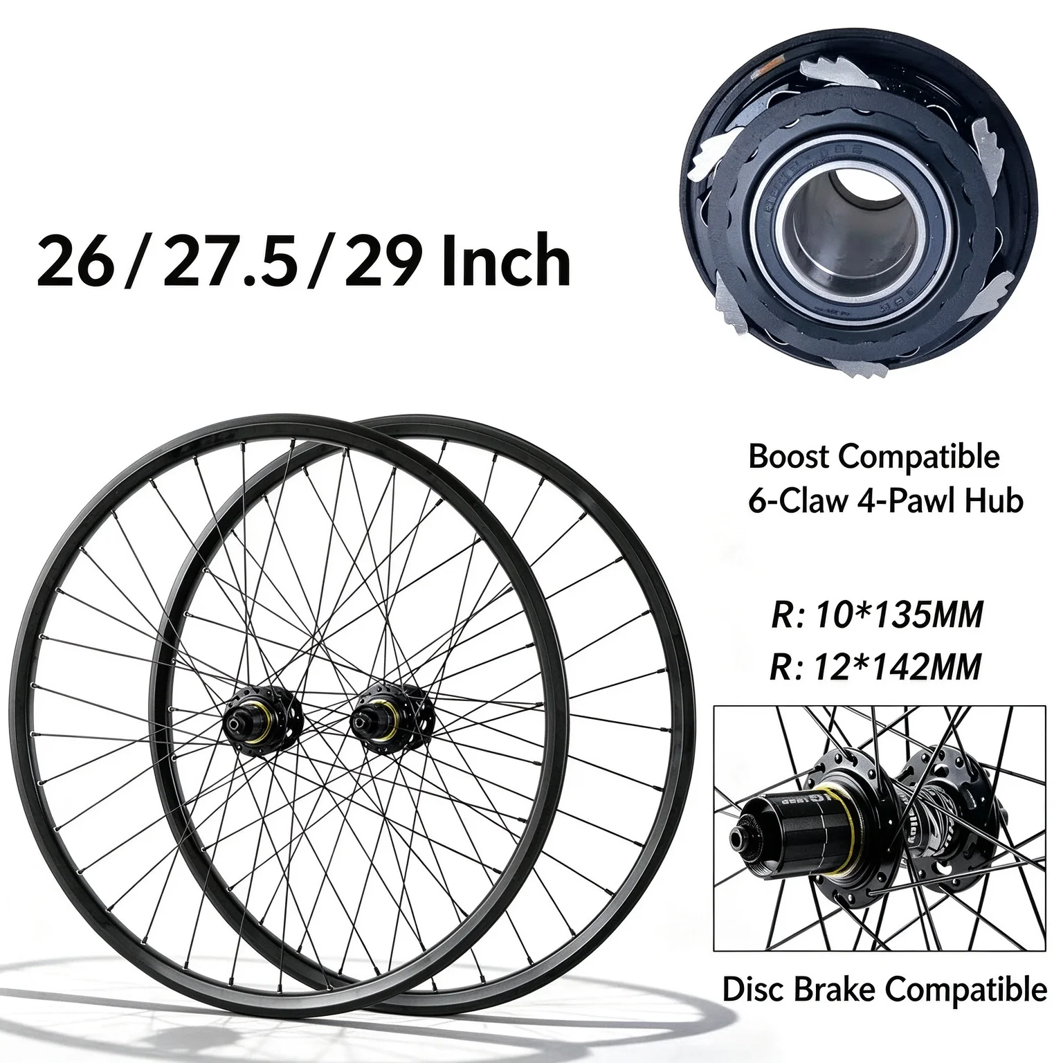 Bearing brake 2426/27.5/29 inch mountain bike rear wheel