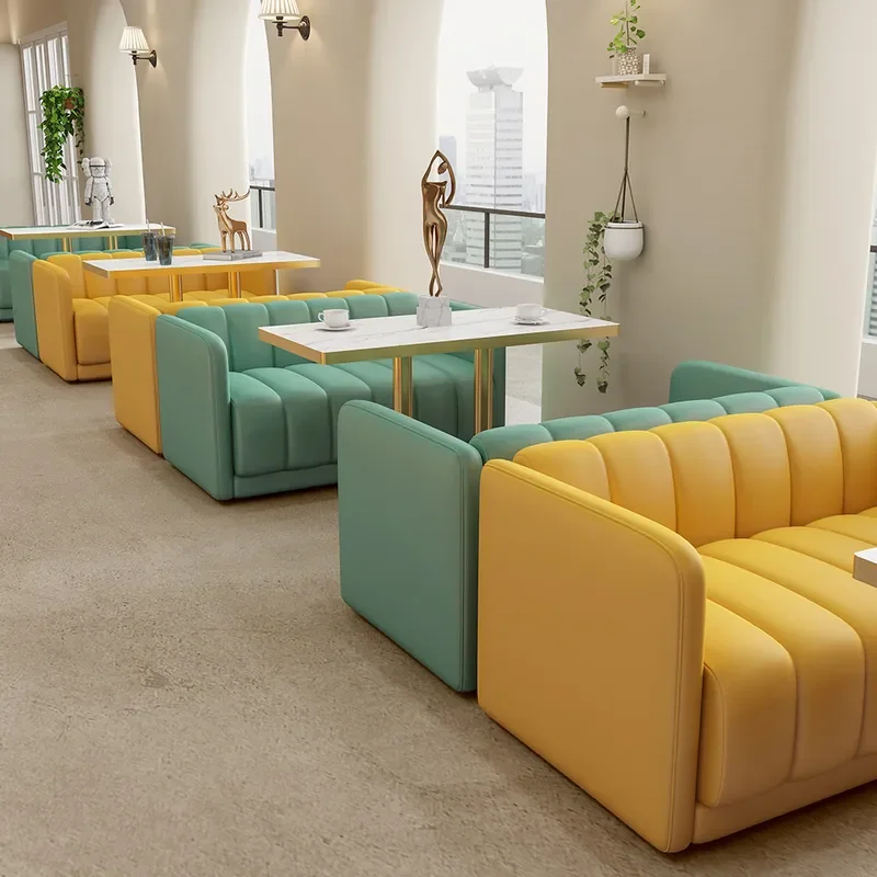 Commercial Sofa and Table Set for Western Restaurant Milk Tea Shop Music Bar Dessert Cafe Leisure Reception Negotiation Area