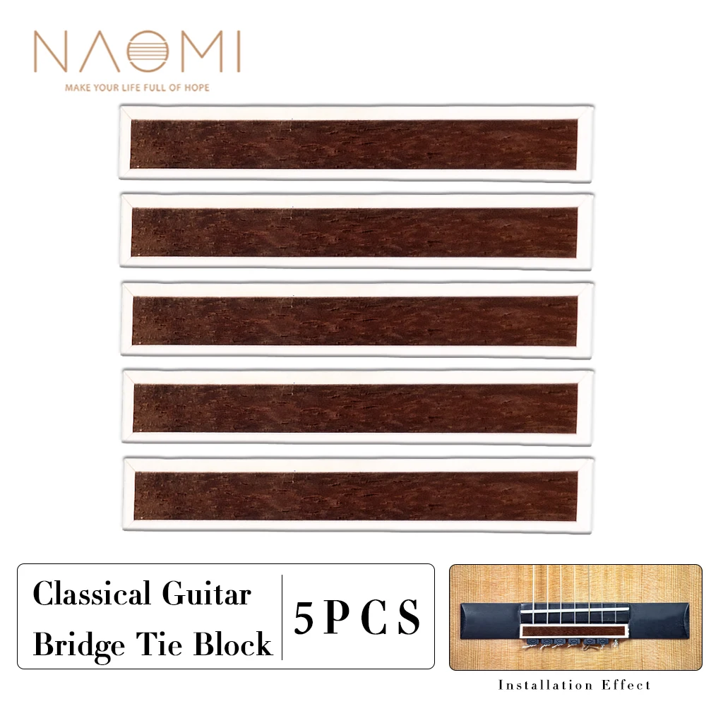 NAOMI 5pcs Guitar String Tie Bridge Beads Ties Blocks White Classical Flamenco Guitar DIY Guitar Bridge Inlay Wood